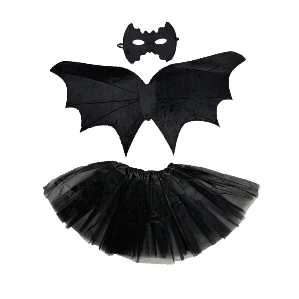 Zac's Alter Ego - Halloween 3 Piece Bat Fancy Dress Costume Accessory Kit - Black